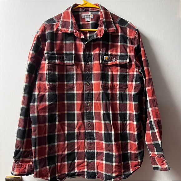 Carhartt Hubbard Plaid Flannel Button Up Long Sleeves Size L - Picture 2 of 7